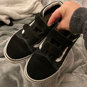 Black and white vans with vellcro straps